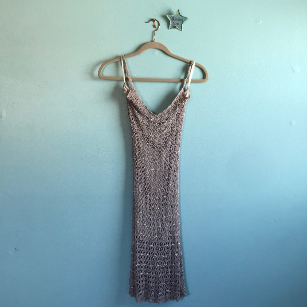 Miss Selfridge Beaded and Crocheted Sheath Dress NWOT, Vintage 90s, s/xs